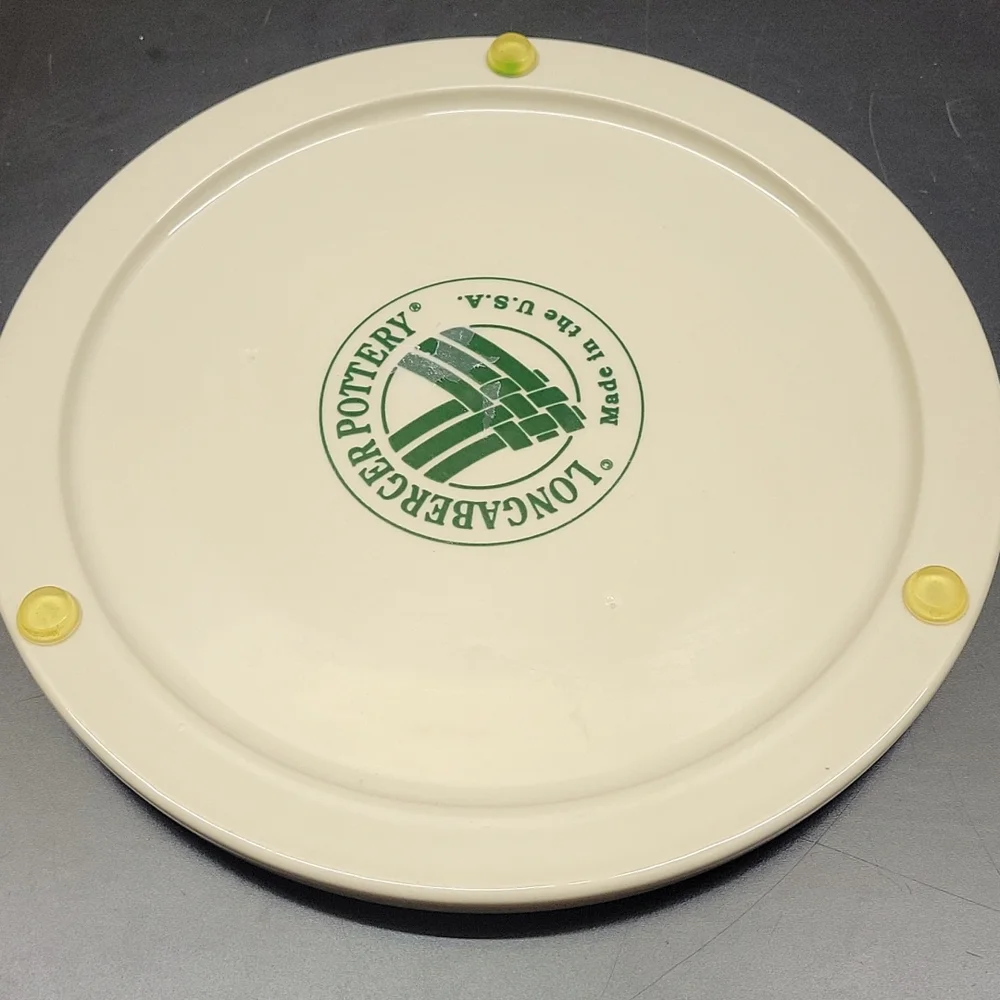 Longaberger woven tradition pottery classic green round hot plate